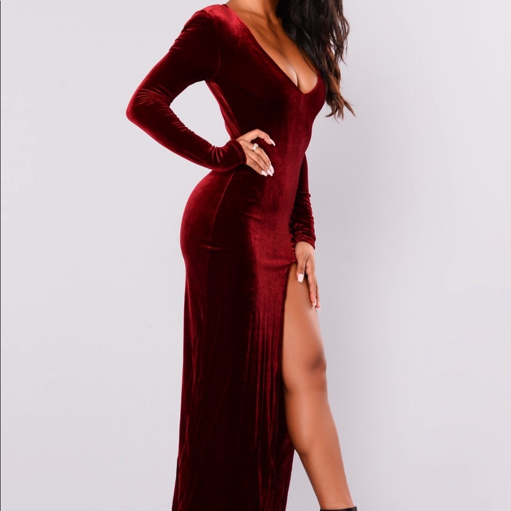 Wine Velvet Dress